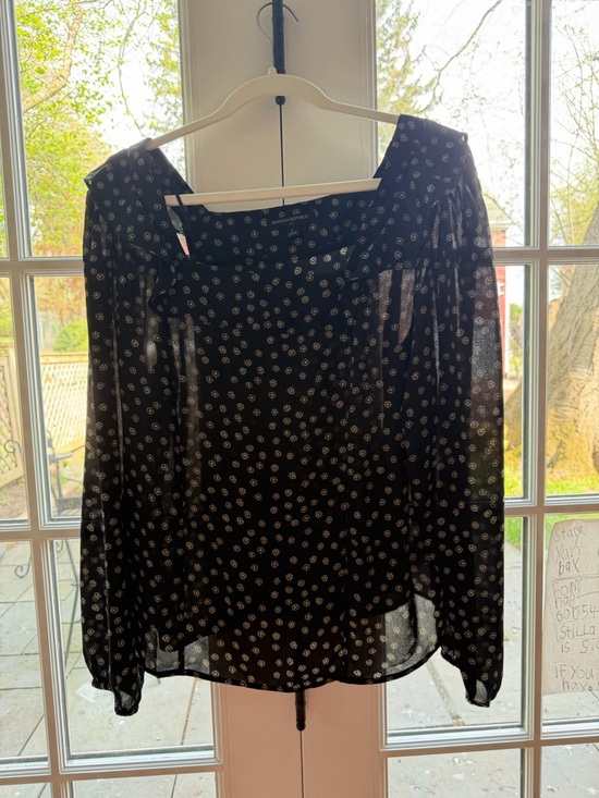 Banana Republic Tops - Banana Republic Black Sheer Printed Long-Sleeve Blouse
